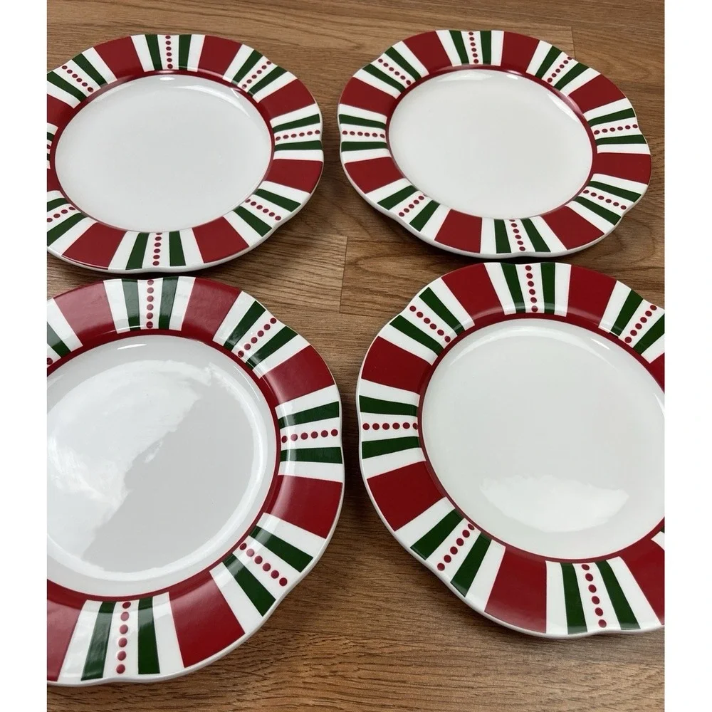 Pier 1 Christmas Stripes Scalloped Edge 9